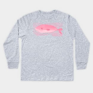 Pink whale Kids Long Sleeve T-Shirt